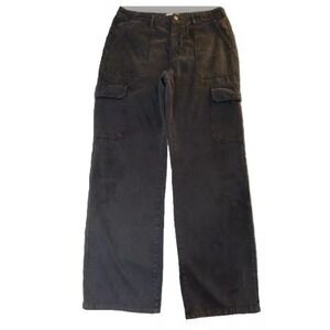 Zara Cargo Pants‎ Utility Wide Leg Trousers Blue Black Casual Women's Size 12